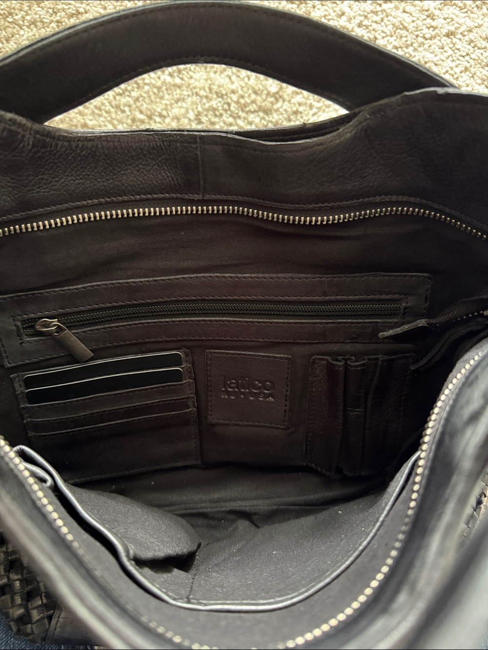 latico Black Woven Leather Crossbody Tote - Picture 3 of 6